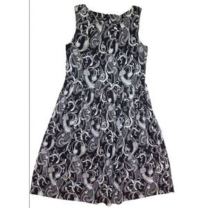 Women's Talbots Dress Size 14 Black White Paisley